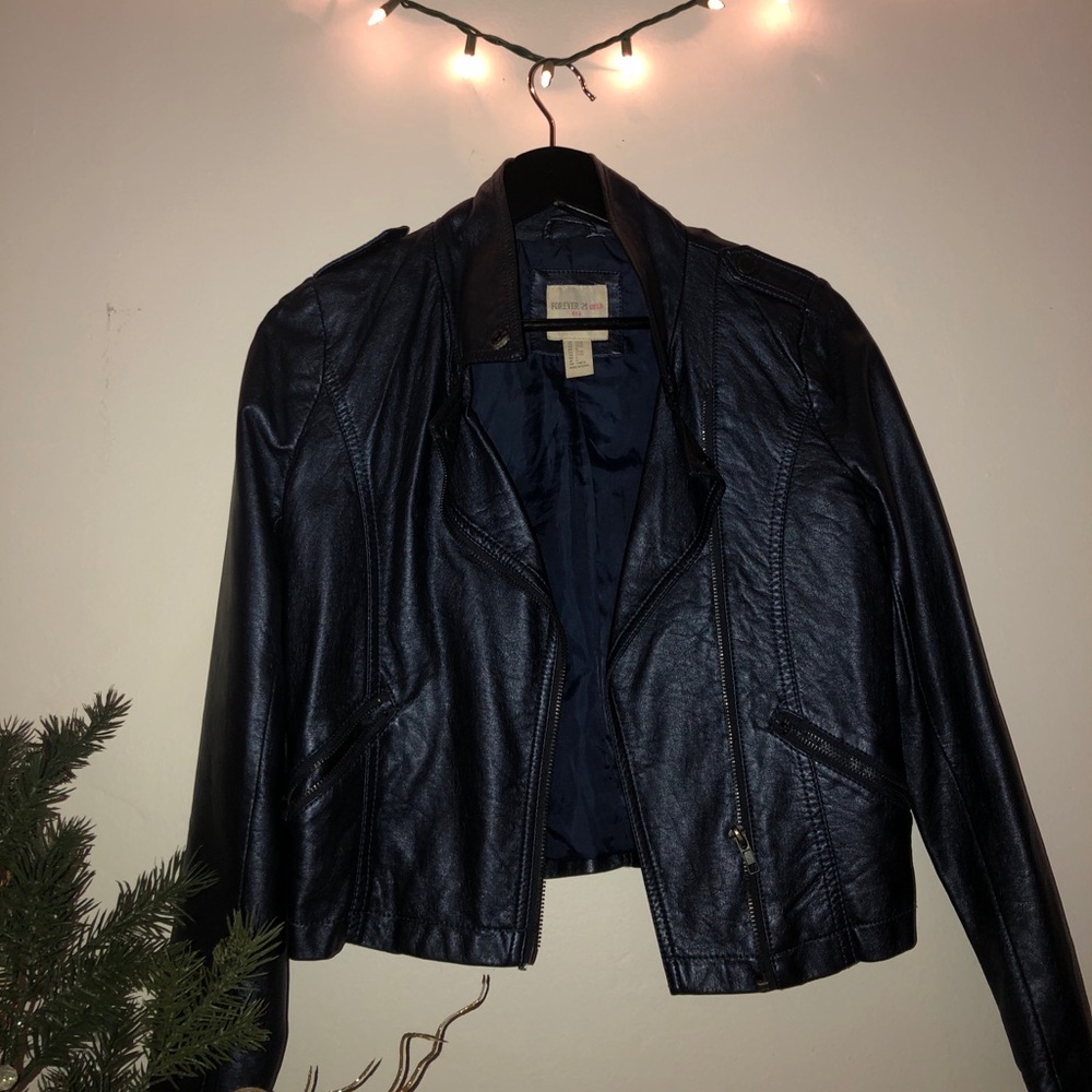 Navy leather jacket